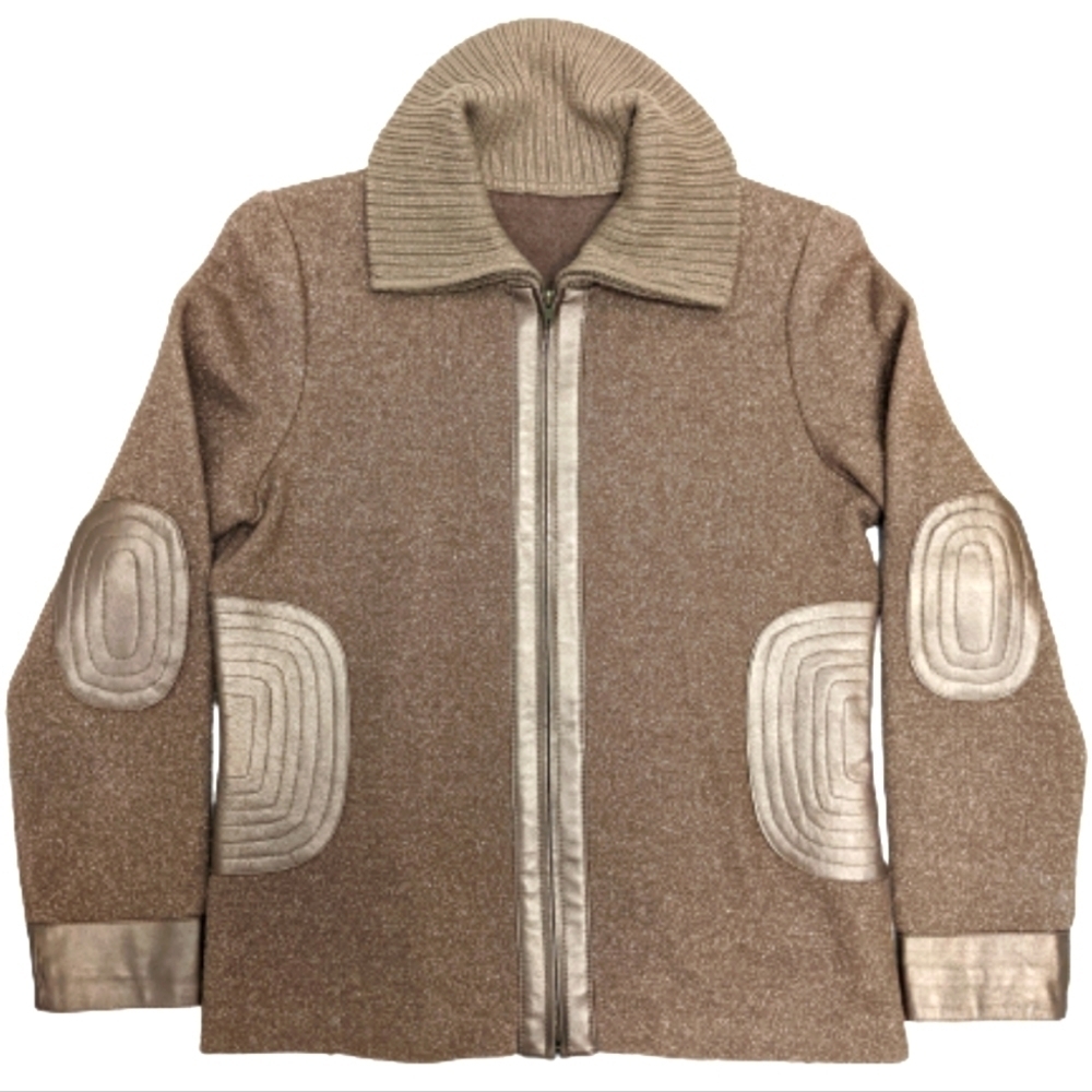 Stylish Tan Jacket with Silver Accents